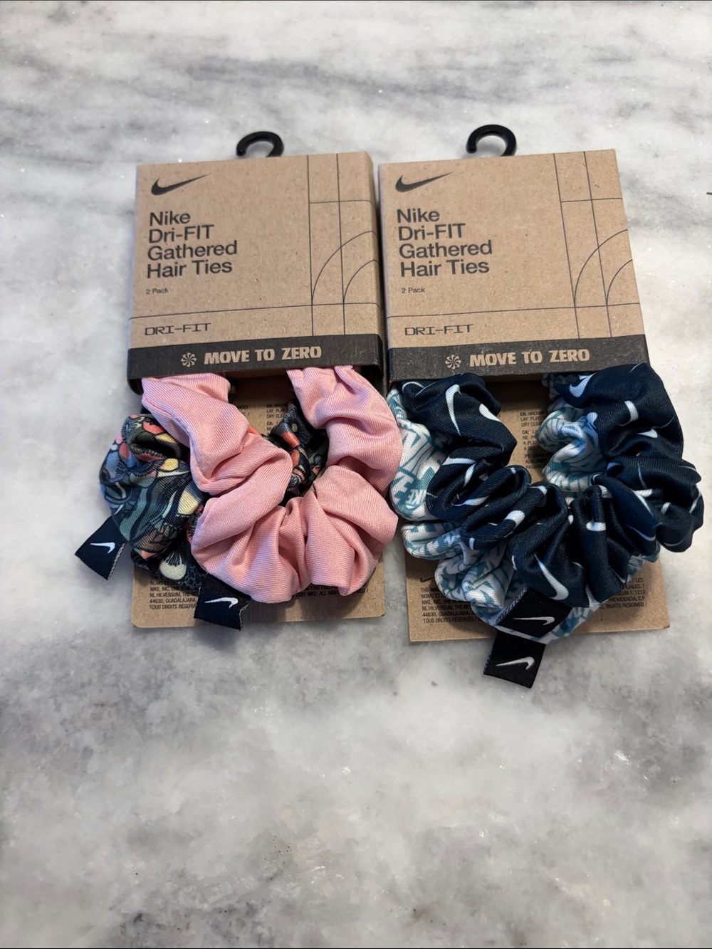 Nike Kids Dri-FIT Gathered Hair Scrunchies - Pink & Navy (4-Pack)